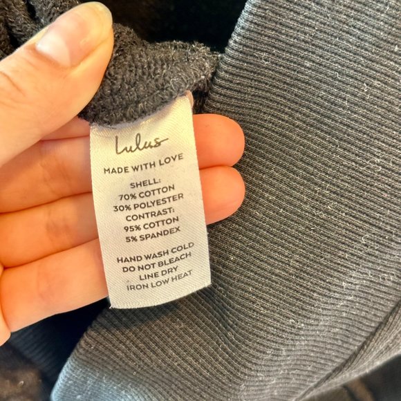 Lulu's Twist Connection Washed Black Backless Cropped Sweater Top - Picture 7 of 7